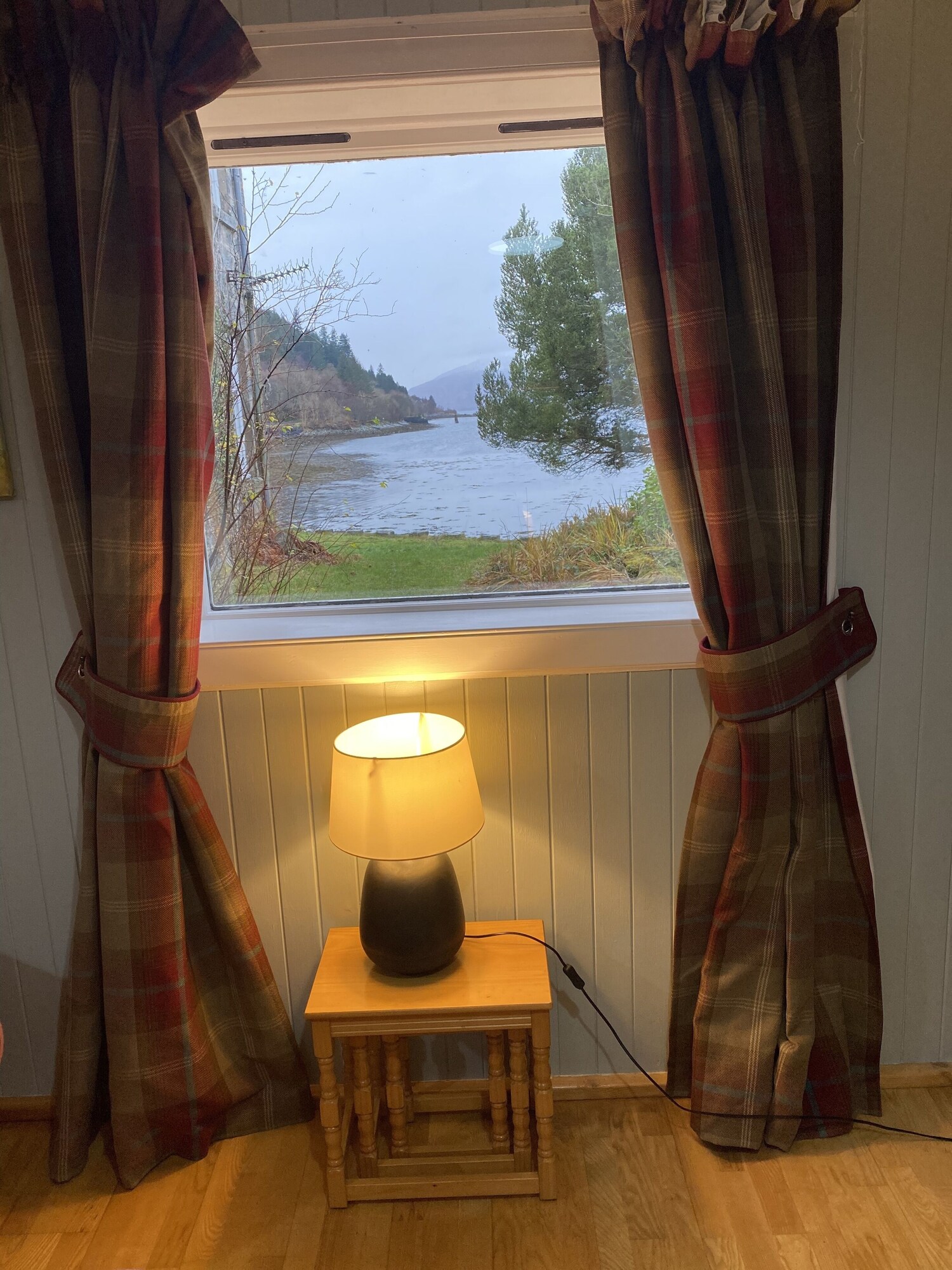 View from the cottage window towards the water